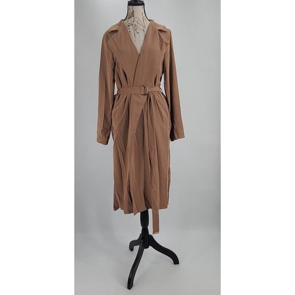 Hayden LA pleated ladies trench Duster brown Size Small NWT Boho chic Fall - Picture 4 of 12